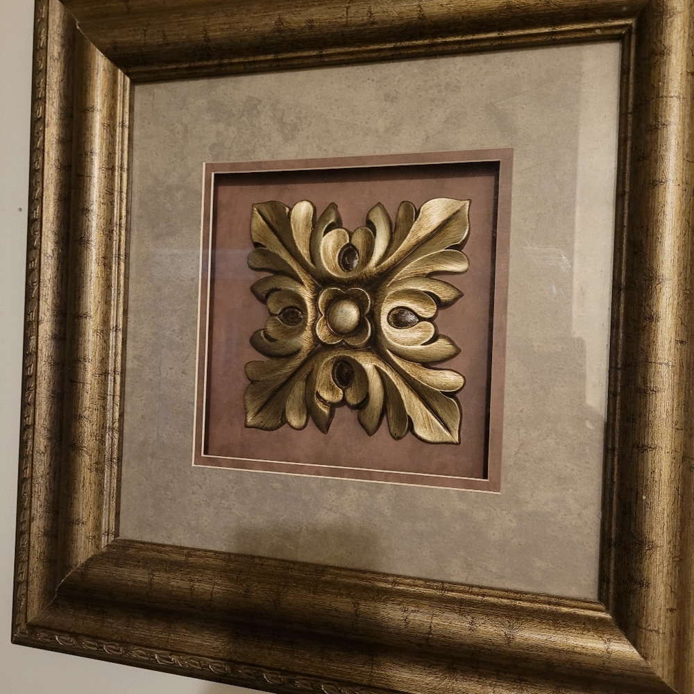 Metal frame shadow box wall art
